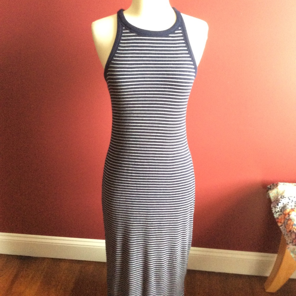 Gap striped navy/white maxi dress Sz small Petite